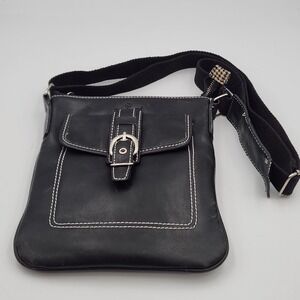Samsonite Leather Crossbody Bag Black Small Messenger Adjustable Strap‎